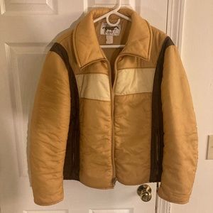 Vintage Collared Jacket Western Puffer Tan
